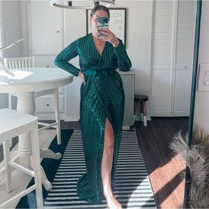 Sequin Long Sleeve Maxi Dress